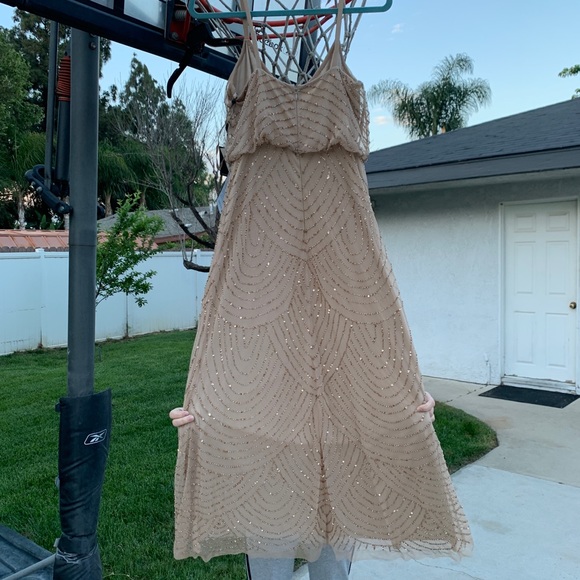 New Adrianna Papell beaded blouson Art Deco gown - Picture 7 of 15